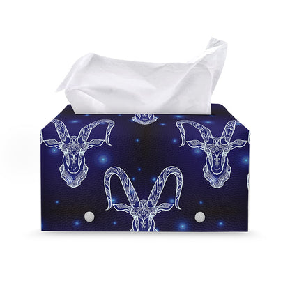 Astrology Capricorn Sign Print Leather Tissue Box Cover