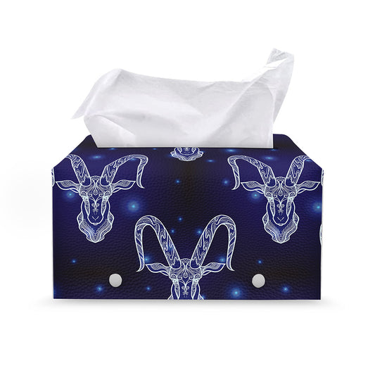 Astrology Capricorn Sign Print Leather Tissue Box Cover