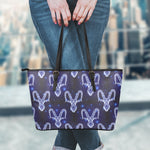 Astrology Capricorn Sign Print Leather Tote Bag