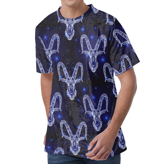 Astrology Capricorn Sign Print Men's Velvet T-Shirt