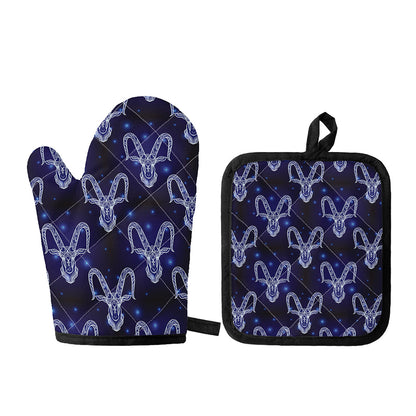 Astrology Capricorn Sign Print Oven Mitt And Pot Holder Set