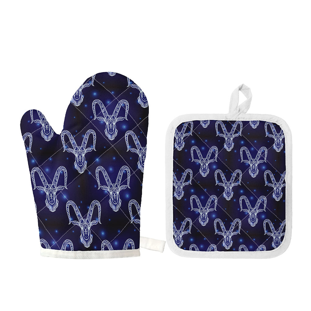 Astrology Capricorn Sign Print Oven Mitt And Pot Holder Set