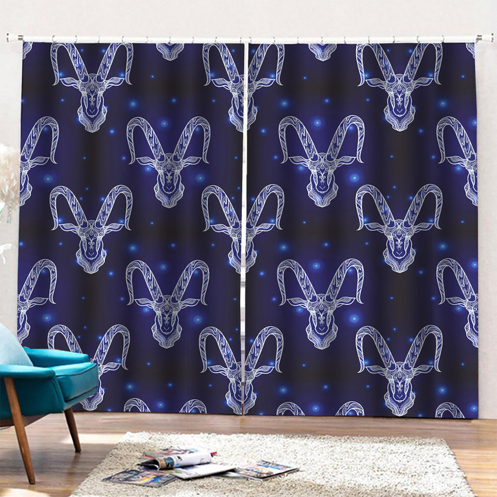 Astrology Capricorn Sign Print Pencil Pleat Curtains