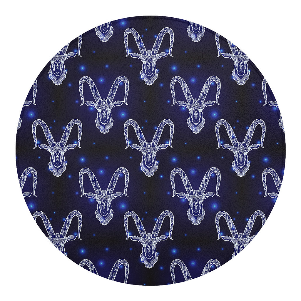 Astrology Capricorn Sign Print Round Blanket