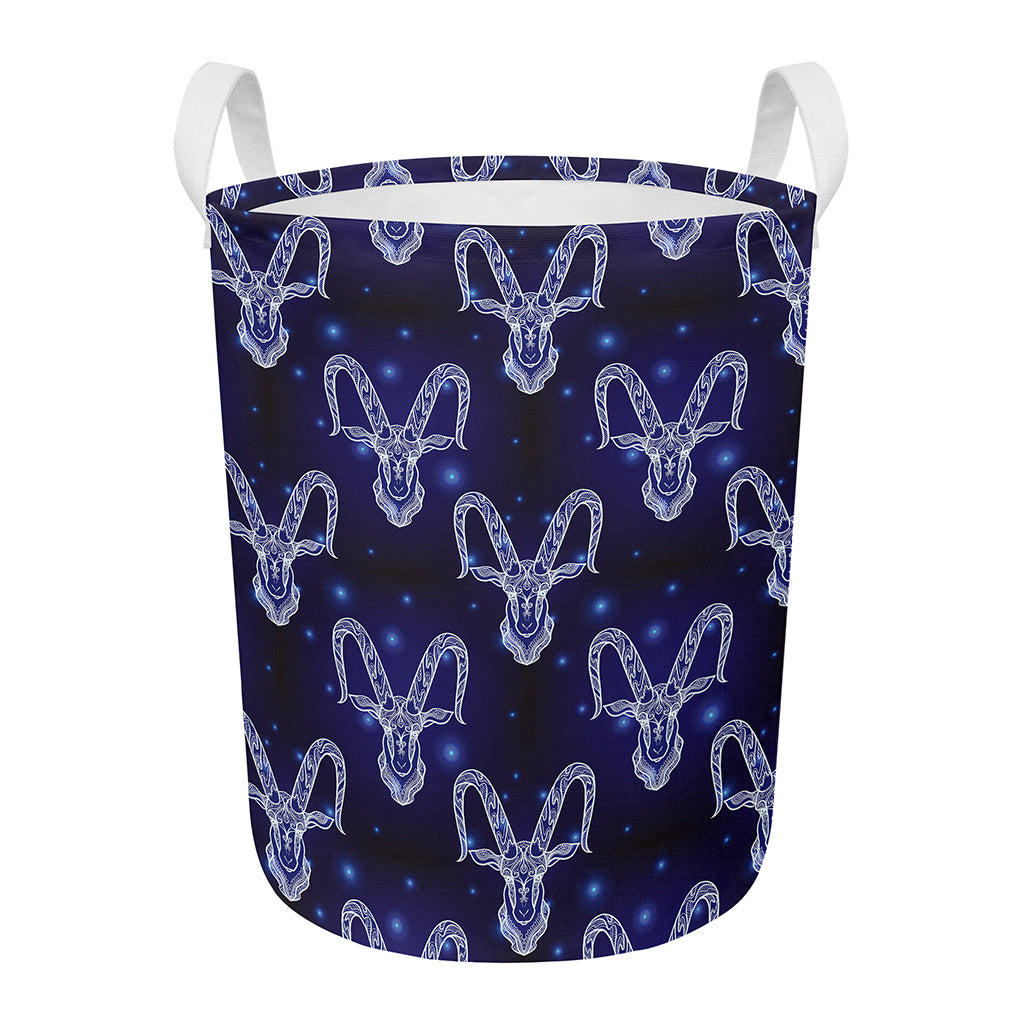 Astrology Capricorn Sign Print Round Laundry Basket