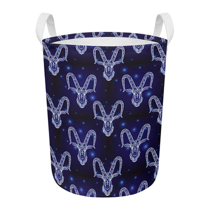 Astrology Capricorn Sign Print Round Laundry Basket