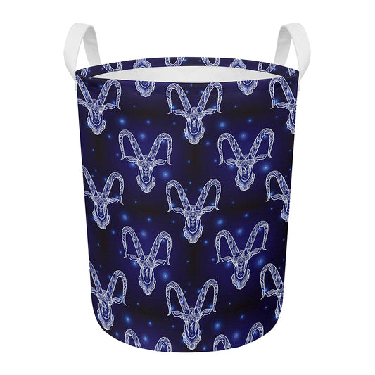 Astrology Capricorn Sign Print Round Laundry Basket