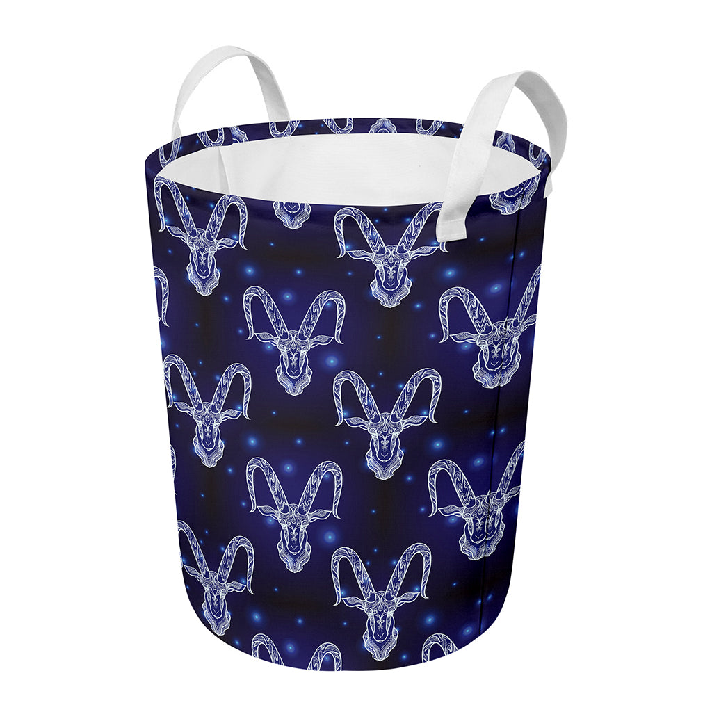 Astrology Capricorn Sign Print Round Laundry Basket