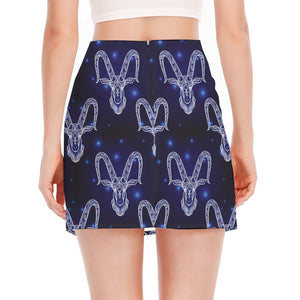 Astrology Capricorn Sign Print Side Slit Mini Skirt