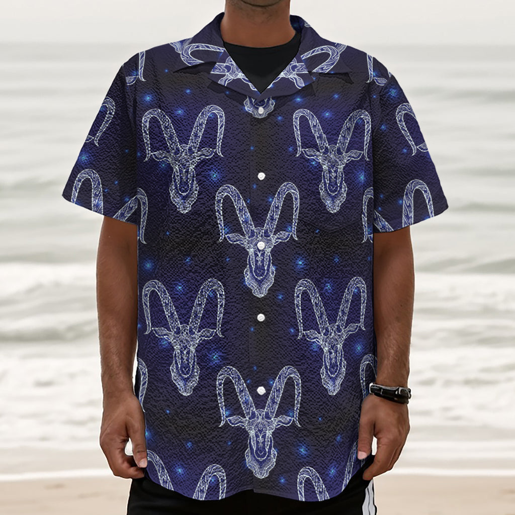 Astrology Capricorn Sign Print Textured Short Sleeve Shirt