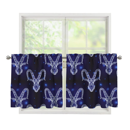 Astrology Capricorn Sign Print Tier Curtains