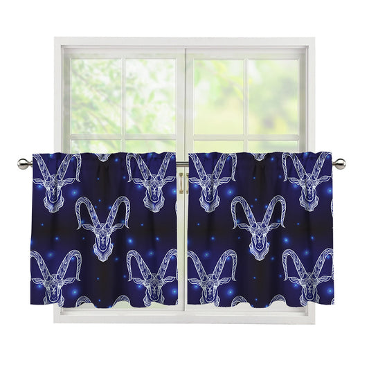 Astrology Capricorn Sign Print Tier Curtains