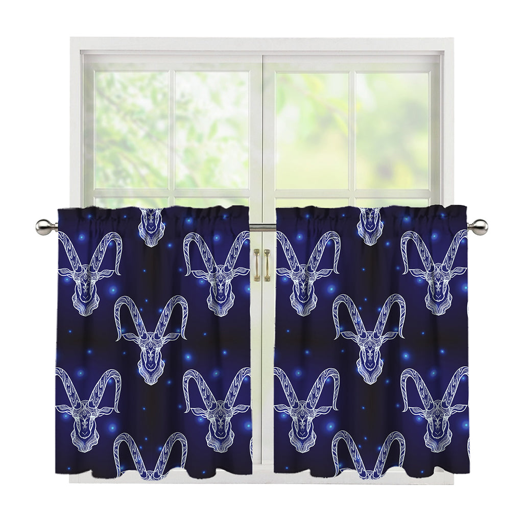 Astrology Capricorn Sign Print Tier Curtains