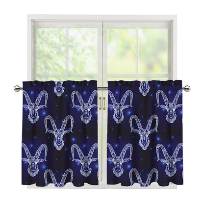 Astrology Capricorn Sign Print Tier Curtains