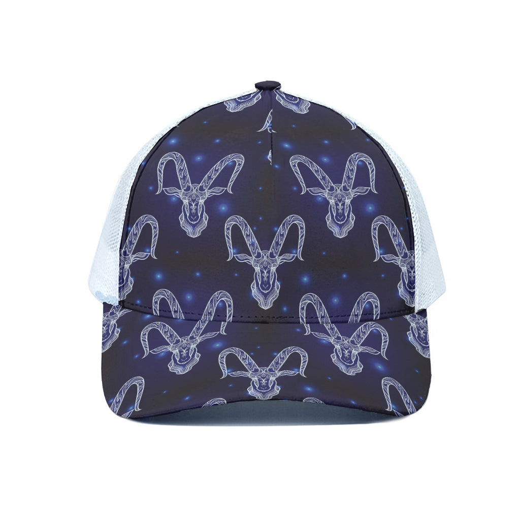 Astrology Capricorn Sign Print White Mesh Trucker Cap