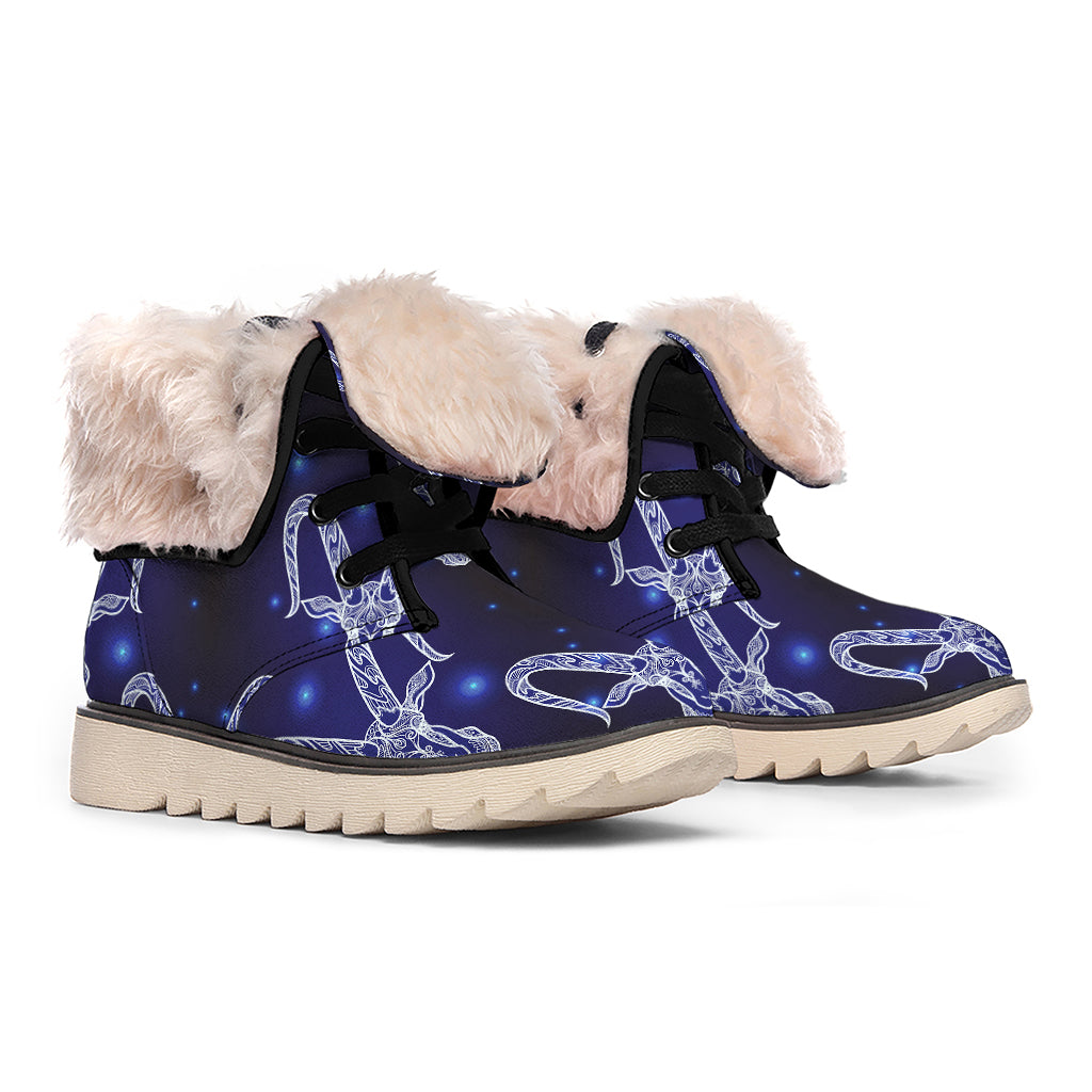 Astrology Capricorn Sign Print Winter Boots