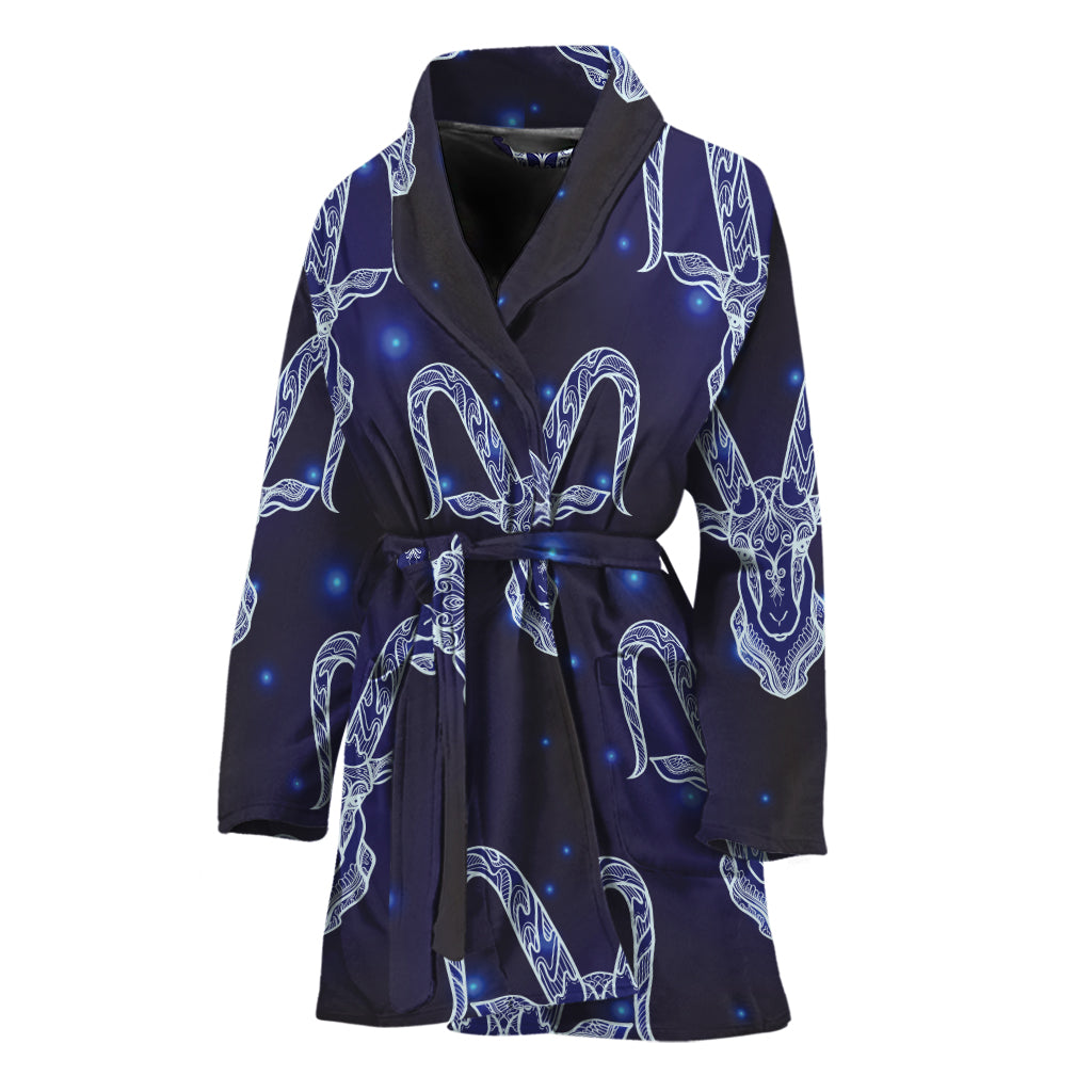 Astrology Capricorn Sign Print Women's Bathrobe