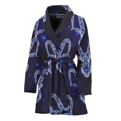 Astrology Capricorn Sign Print Women's Bathrobe