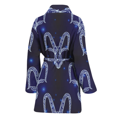 Astrology Capricorn Sign Print Women's Bathrobe