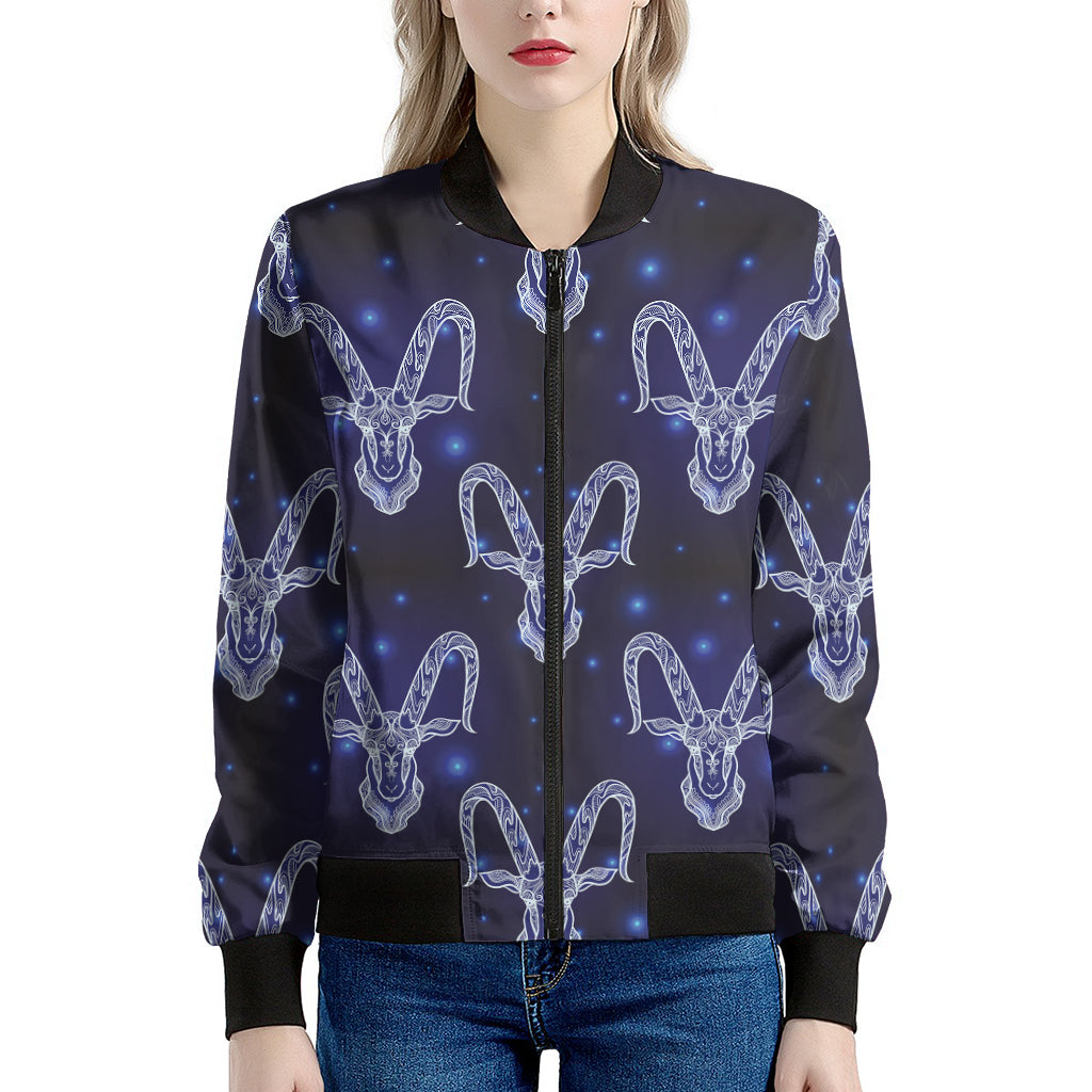 Astrology Capricorn Sign Print Women's Bomber Jacket