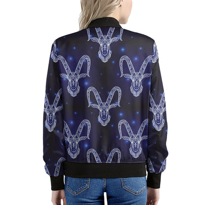 Astrology Capricorn Sign Print Women's Bomber Jacket