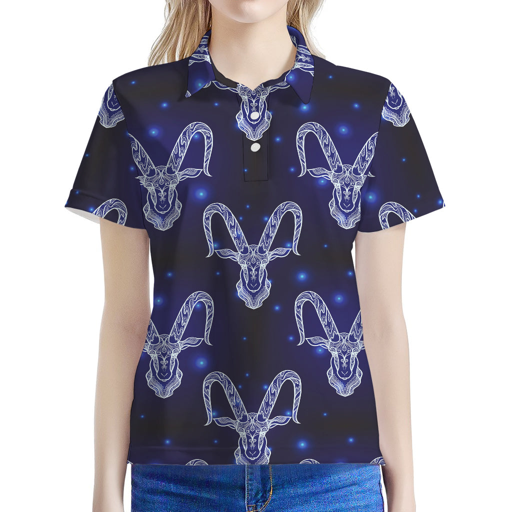 Astrology Capricorn Sign Print Women's Polo Shirt