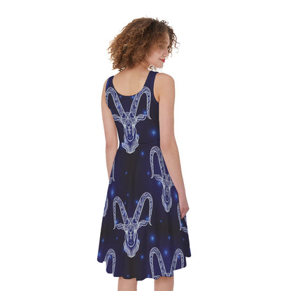 Astrology Capricorn Sign Print Women's Sleeveless Dress
