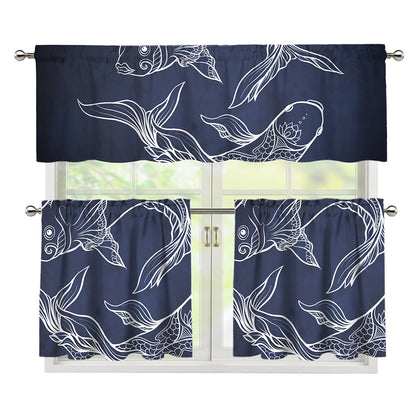 Astrology Pisces Sign Print 3 Piece Kitchen Curtains