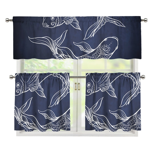 Astrology Pisces Sign Print 3 Piece Kitchen Curtains