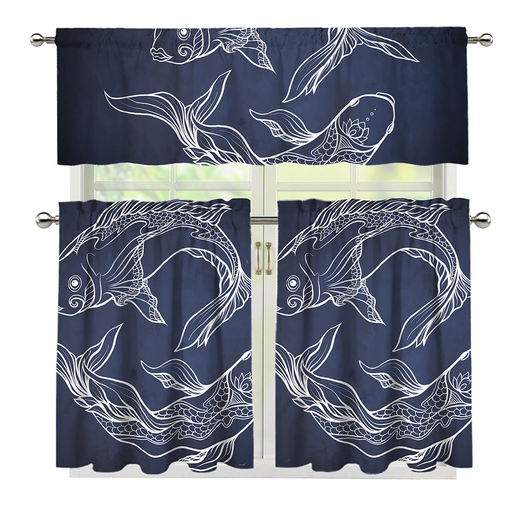 Astrology Pisces Sign Print 3 Piece Kitchen Curtains