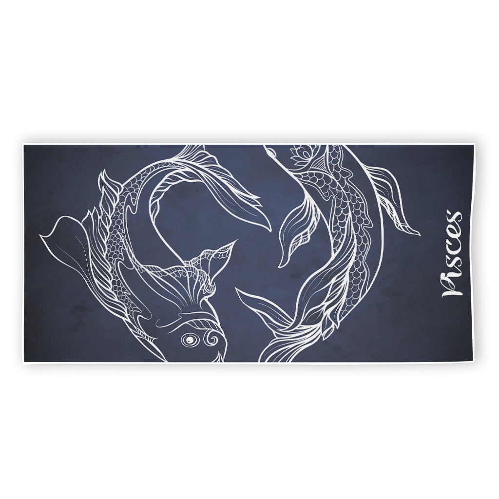 Astrology Pisces Sign Print Beach Towel