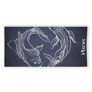 Astrology Pisces Sign Print Beach Towel