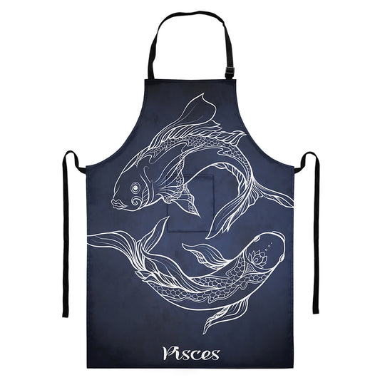 Astrology Pisces Sign Print Bib Apron With Pocket