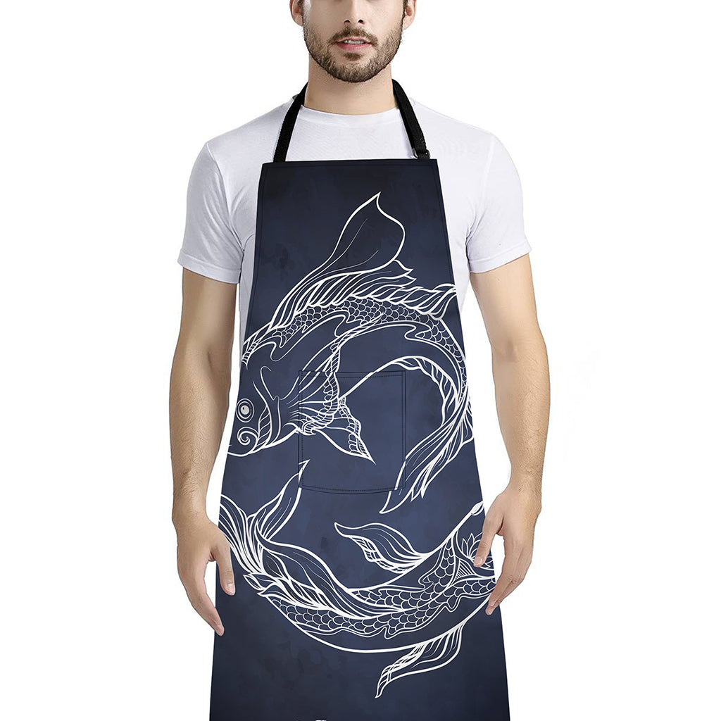 Astrology Pisces Sign Print Bib Apron With Pocket