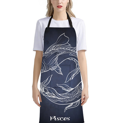 Astrology Pisces Sign Print Bib Apron With Pocket