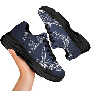 Astrology Pisces Sign Print Black Chunky Shoes