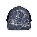 Astrology Pisces Sign Print Black Mesh Trucker Hat