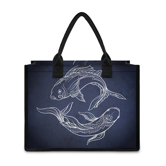 Astrology Pisces Sign Print Canvas Tote Bag