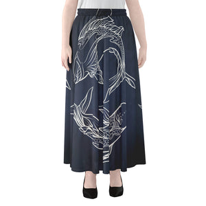 Astrology Pisces Sign Print Chiffon Maxi Skirt