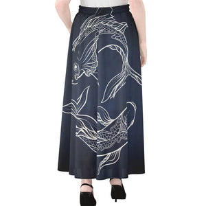 Astrology Pisces Sign Print Chiffon Maxi Skirt