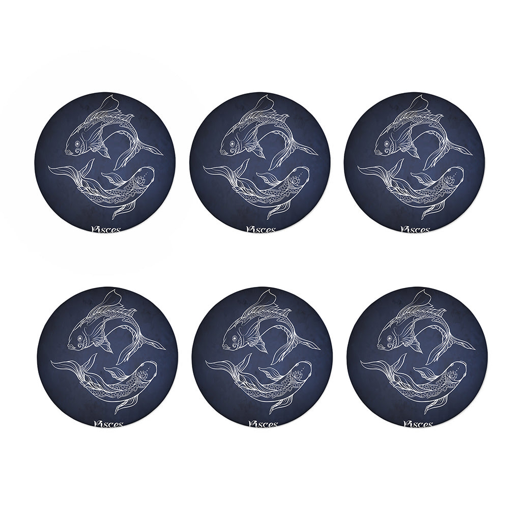 Astrology Pisces Sign Print Coaster Set