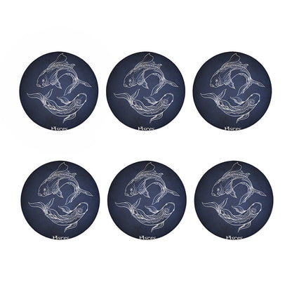 Astrology Pisces Sign Print Coaster Set