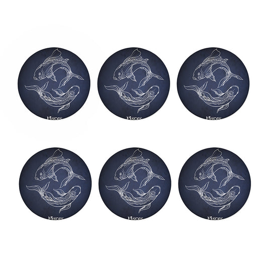 Astrology Pisces Sign Print Coaster Set