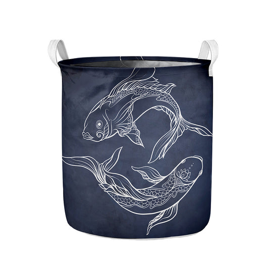 Astrology Pisces Sign Print Collapsible Laundry Basket