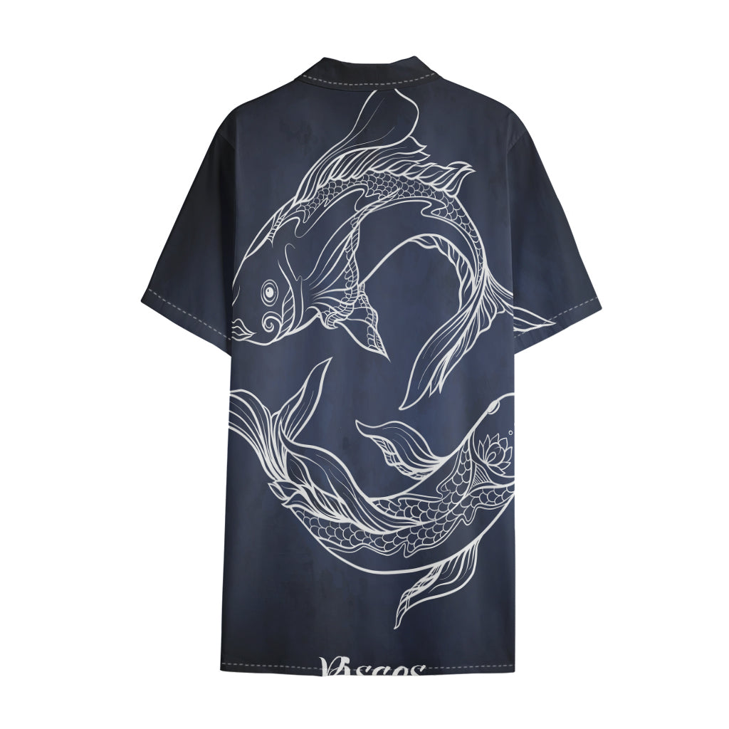 Astrology Pisces Sign Print Cotton Hawaiian Shirt