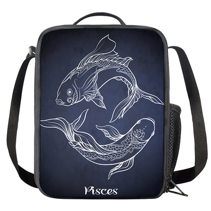 Astrology Pisces Sign Print Crossbody Lunch Bag