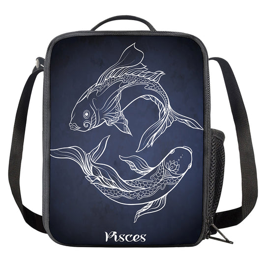Astrology Pisces Sign Print Crossbody Lunch Bag