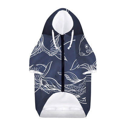 Astrology Pisces Sign Print Dog Zip Up Hoodie