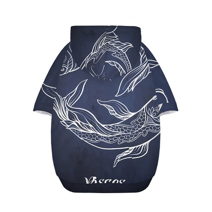 Astrology Pisces Sign Print Dog Zip Up Hoodie