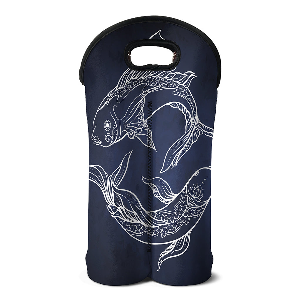 Astrology Pisces Sign Print Double Neoprene Wine Tote